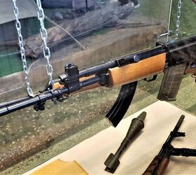 Charging handle of INSAS. The rifle is from the collection of the Artillery Museum in Saint Petersburg