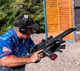 tfb interview keith garcia ipsc rifle world shoot 2024, Keith Garcia with his prototype 6 5 Grendel in a standard AR15 size receiver set with the only difference being a larger bolt and magazine well Note the SureFire logotype on the lower The rifle has a 20 Proof barrel Surefire compensator AR Gold trigger the Kahles K18i scope in a WARNE scope mount Magpul furniture and PRS stock