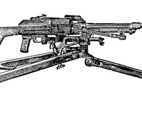 Kalashnikov machinegun on a ground-mount tripod