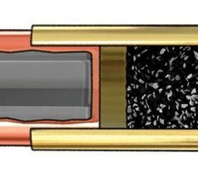 Cutaway drawing of the 21 Sharp cartridge loaded with a jacketed hollow point bullet