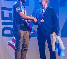 tfb interview raine peltokoski world champion senior ipsc, Mutual respect at Open Overall podium between Kyle Litzie and Raine Peltokoski Photo Kimmo Iso Tuisku