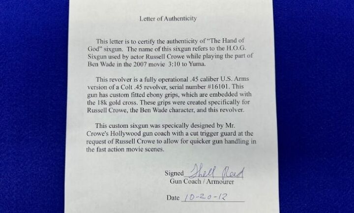 hand of god revolver from 3 10 to yuma up for auction