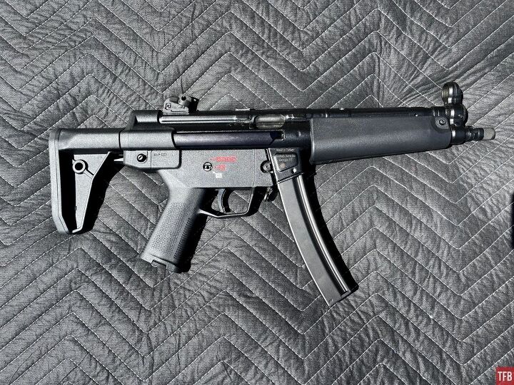 tfb review magpul sl mp5stock, Right profile of an MP5 clone with Magpul SL MP5 stock attached with the stock in the retracted position