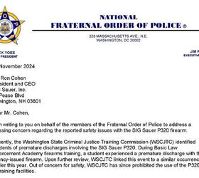 Fraternal Order of Police letter to Sig Sauer addressing P320 concerns