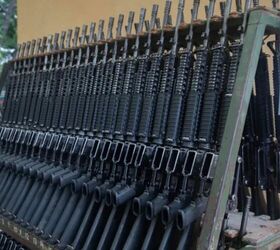 U.S. Marine Corps M4A1 carbines. Photo by U.S. Marine Corps, Lance Cpl. Jacob Hutchinson. Marine Corps Recruit Depot, San Diego.