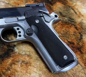 Here we can see the Pachmayr Thumb Shield as well as the enlarged magazine release.