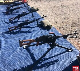 RPD 7.62x39 light machine guns, RPK 7.62x39 automatic rifles, and PK / PKM 7.62x54 general purpose machine guns on the gun line. Photo by Lynndon Schooler.