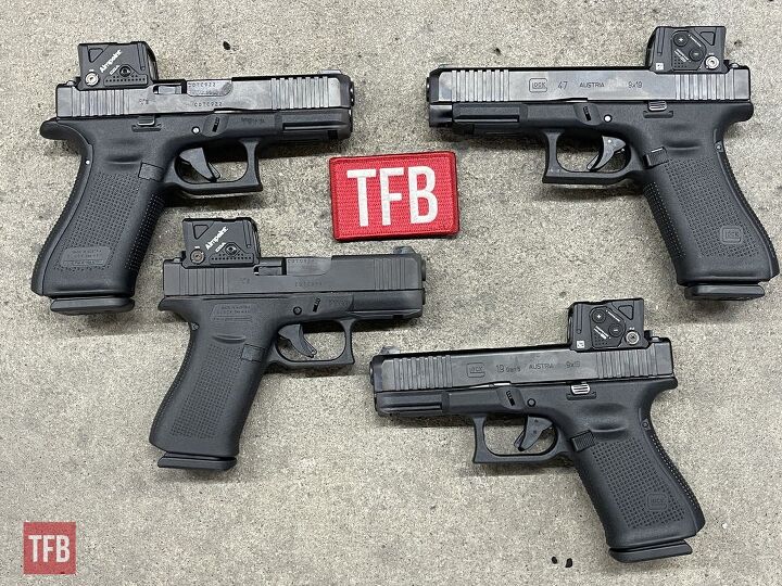 Glock 45, Glock 47, Glock 43X and Glock 19 (top left to right bottom).