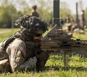 A 101st Airborne Division (Air Assault) Soldier fires the XM250 rifle as part New Equipment Training (NET) on the Next Generation Squad Weapons (NGSW), April 15, 2024 (Jason Amadi/US Army)