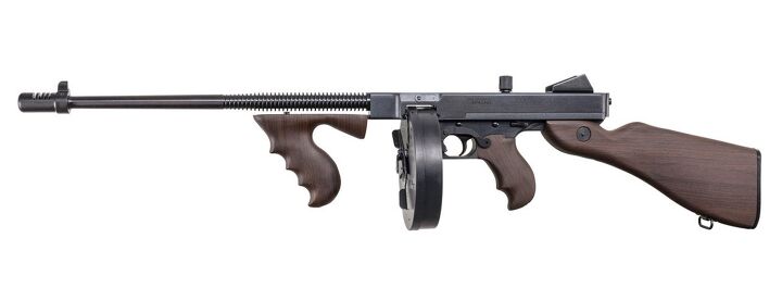 auto ordnance 1927 a 1c lightweight deluxe thompson hits market, Note the compensator that brings the 16 5 inch barrel to 18 inches overall Auto Ordnance