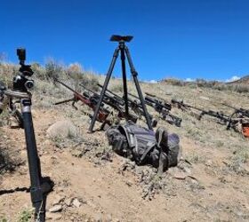 Rifles lined up at a logjam.