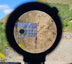 Viewing through the Leupold Mk4 HD 6-24x52 scope, showing the MIL hash marks used for calculating ranges