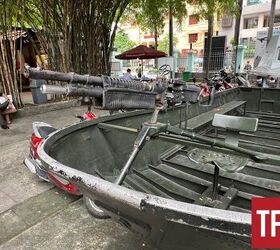 M60 mounted on a boat and displayed at the War Remnants Museum in Ho Chi Minh City, Vietnam. By Lynndon Schooler. 