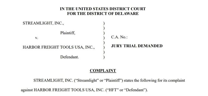 streamlight sues harbor freight over weapon lights