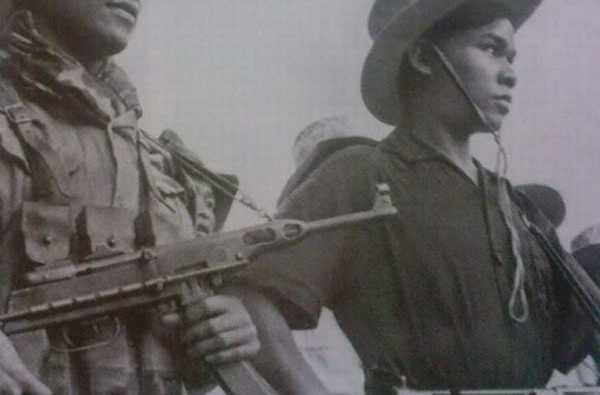 vietnam s converted submachine gun the k 50m, K 50M and what looks like a Sten on the bottom right Photo credit unknown