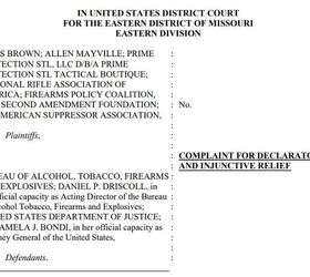 silencer saturday 392 another week another lawsuit, Caption of the Brown v ATF lawsuit case number 4 25 cv 01162 in the Eastern District of Missouri