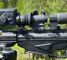 From TFB’s previous review of the Aimpoint Duty RDS, with the red dot mounted between a magnifier and a Pulsar thermal clip-on. (Photo: TFB)