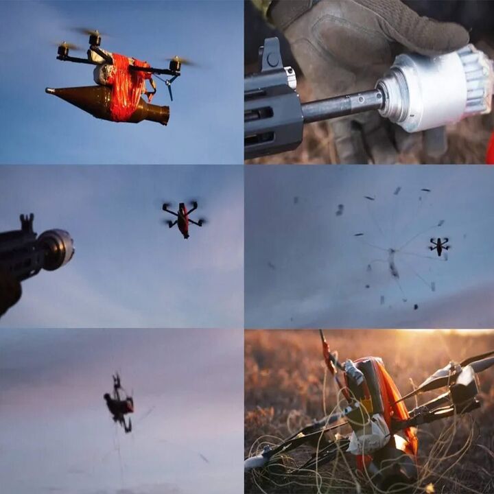 russian brt setkomet muzzle attached anti drone net launcher