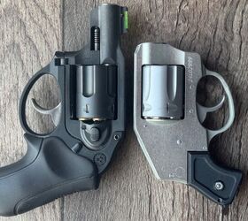 A compact, pocket revolver, the Ruger LCR, and Booligan’s customized Charter Arms, which seriously risks going from pocket to washing machine