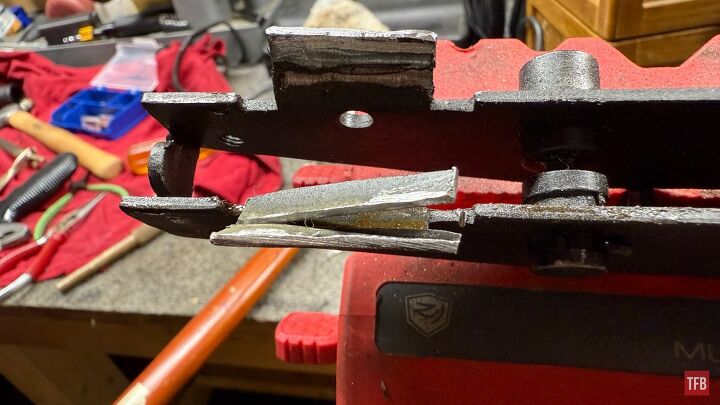 tfb armorer s bench sten mk2 build removing old receiver remnants