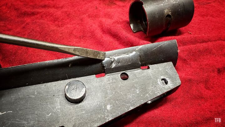 tfb armorer s bench sten mk2 build removing old receiver remnants
