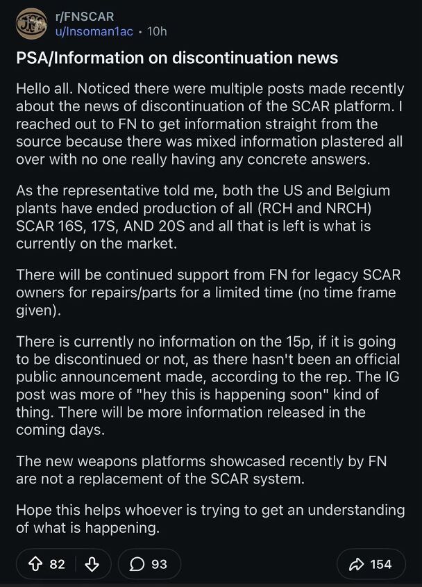 fn to discontinue all scar models