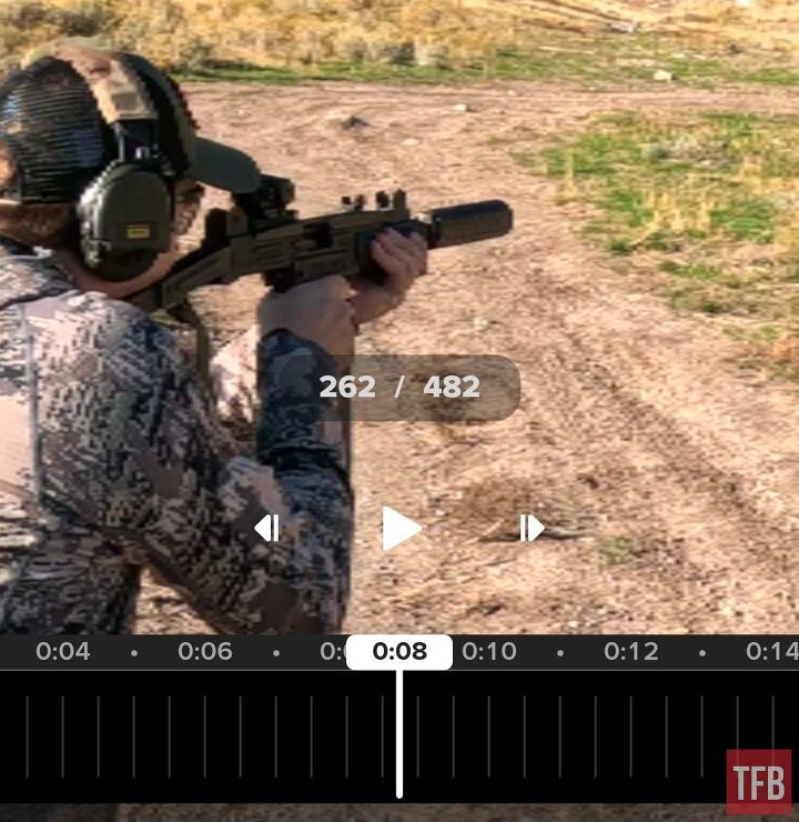 Screen grab showing the frame number as the bolt begins to close for the first round in the string