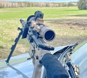 mdt news ckye pod gen3 in single double and triple pull versions, Me doing my best to scratch the bonnet of a car with the spikes of the MDT bipod