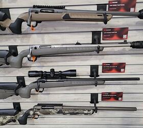 A selection from Savage’s line of updated Model 110 rifles. [Zac K.]