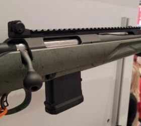 A receiver sight and an AR-style front sight, and extended optic rail, following classic scout rifle patterns. [Zac K.]