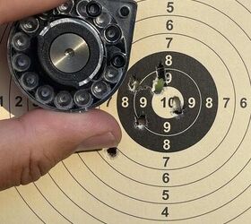 One of the series at about 40 meters, with a flyer. The magazine is used to compare the size. Shot from a kneeling position with a tripod.