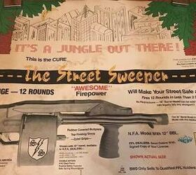 street sweeping with the armsel striker, RIAC A period advertisement promoting the Street Sweeper shotgun for sale There are two 18 inch barrel Street Sweepers Lot 1589 and Lot 1599 in Rock Island Auction Company s May 13 15 Premier Auction