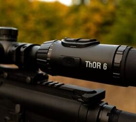 tfb review atn thor 6 elite lrf 640 3 24x thermal scope, The power button and ThOR 6 logo on the eyepiece housing