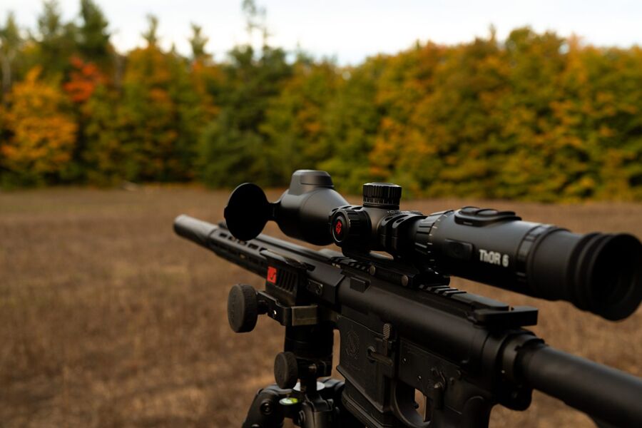 tfb review atn thor 6 elite lrf 640 3 24x thermal scope, The LRF 640 from the front left with the flip up lens cap raised