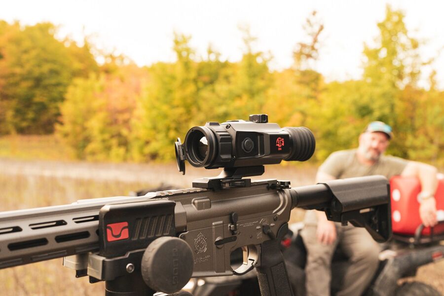 tfb review atn thor 6 mini 384 3 5 28x thermal scope, The Mini 384 with its 35 mm germanium objective uncovered