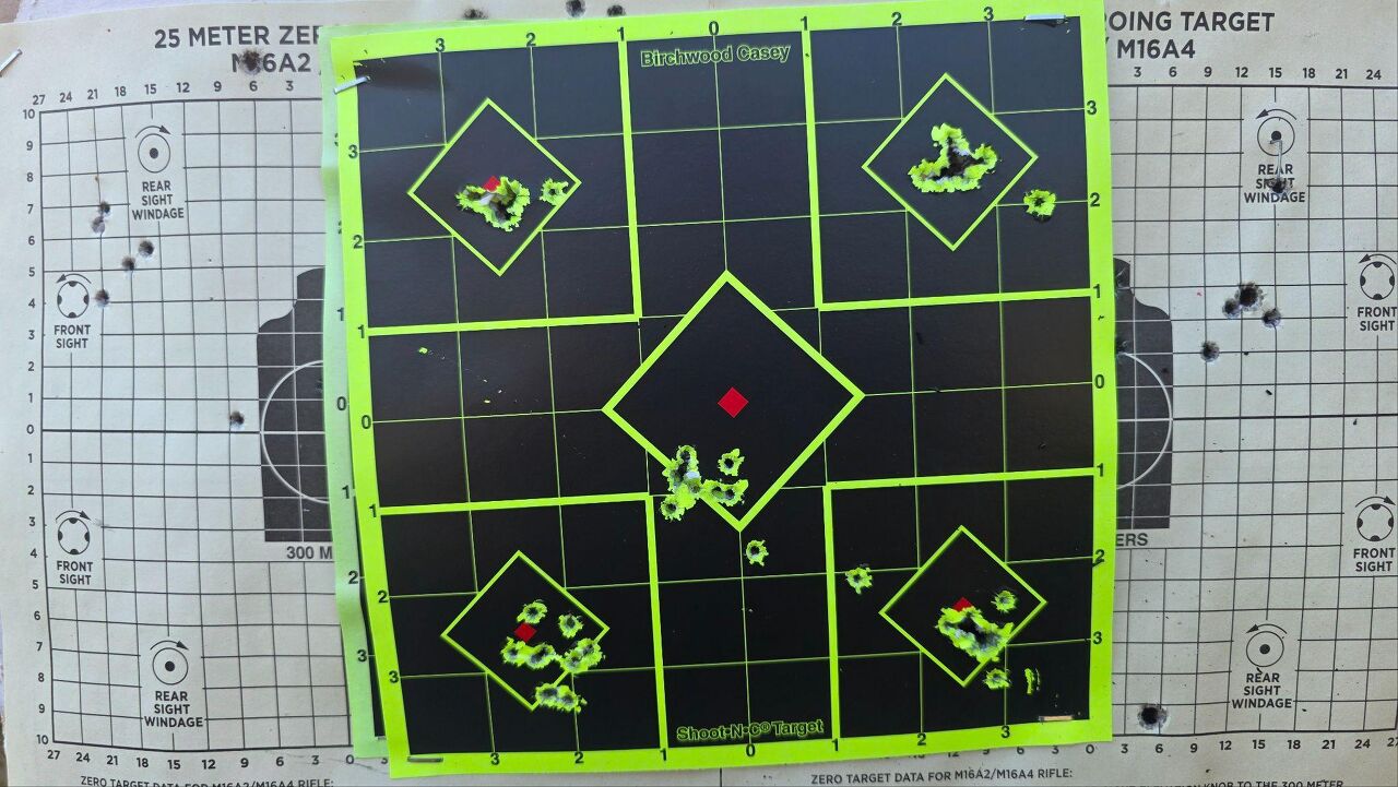 the rimfire report savage is back wards with the revel tactical, CCI Std Top Left Aguila Top Right Cyclone Bottom Left Clean Suppressor Bottom Right Suppressor 45gr Center