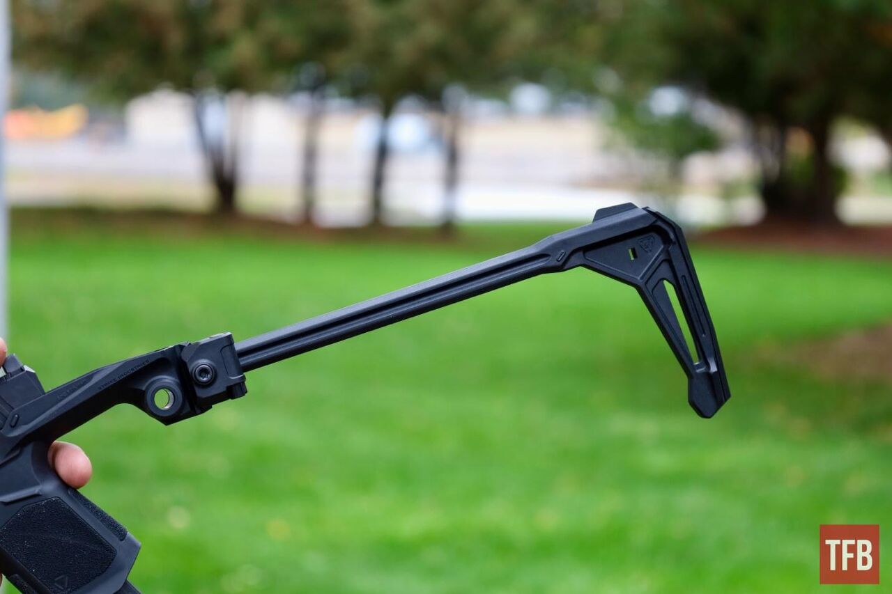 new strike industries fsa lite stab brace and stock, The left side of the brace shows an uninterrupted I beam style extension and a well reinforced blade